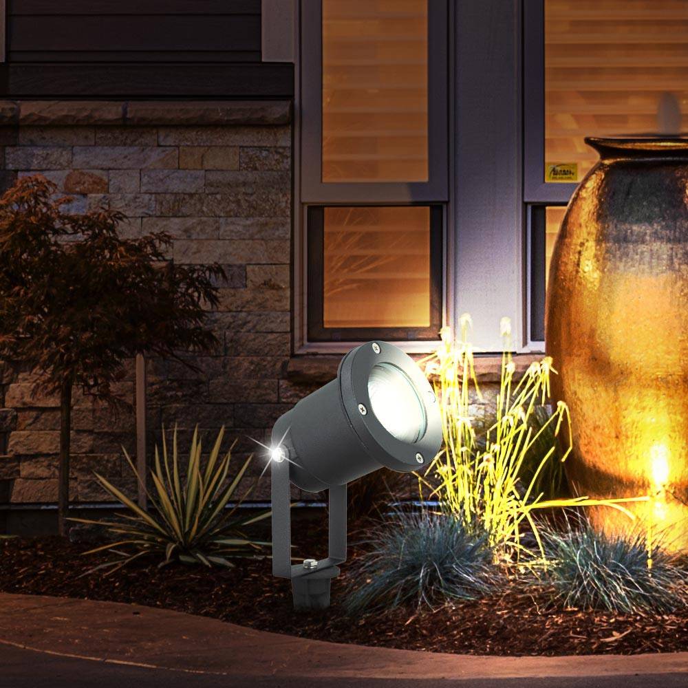 Design Erdspieß Außen Leuchte Veranda Rasen Steck Beleuchtung schwarz IP44