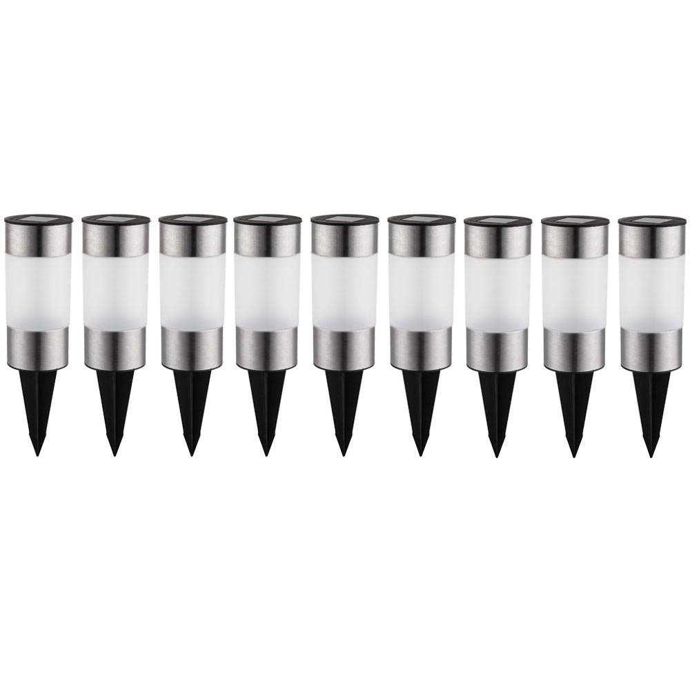Solarleuchten Set Edelstahl Steckleuchten Außen Wegeleuchten Solarlampe Gartenleuchte, LED warmweiß, DxH 6,3x23,5 cm, 9er Set