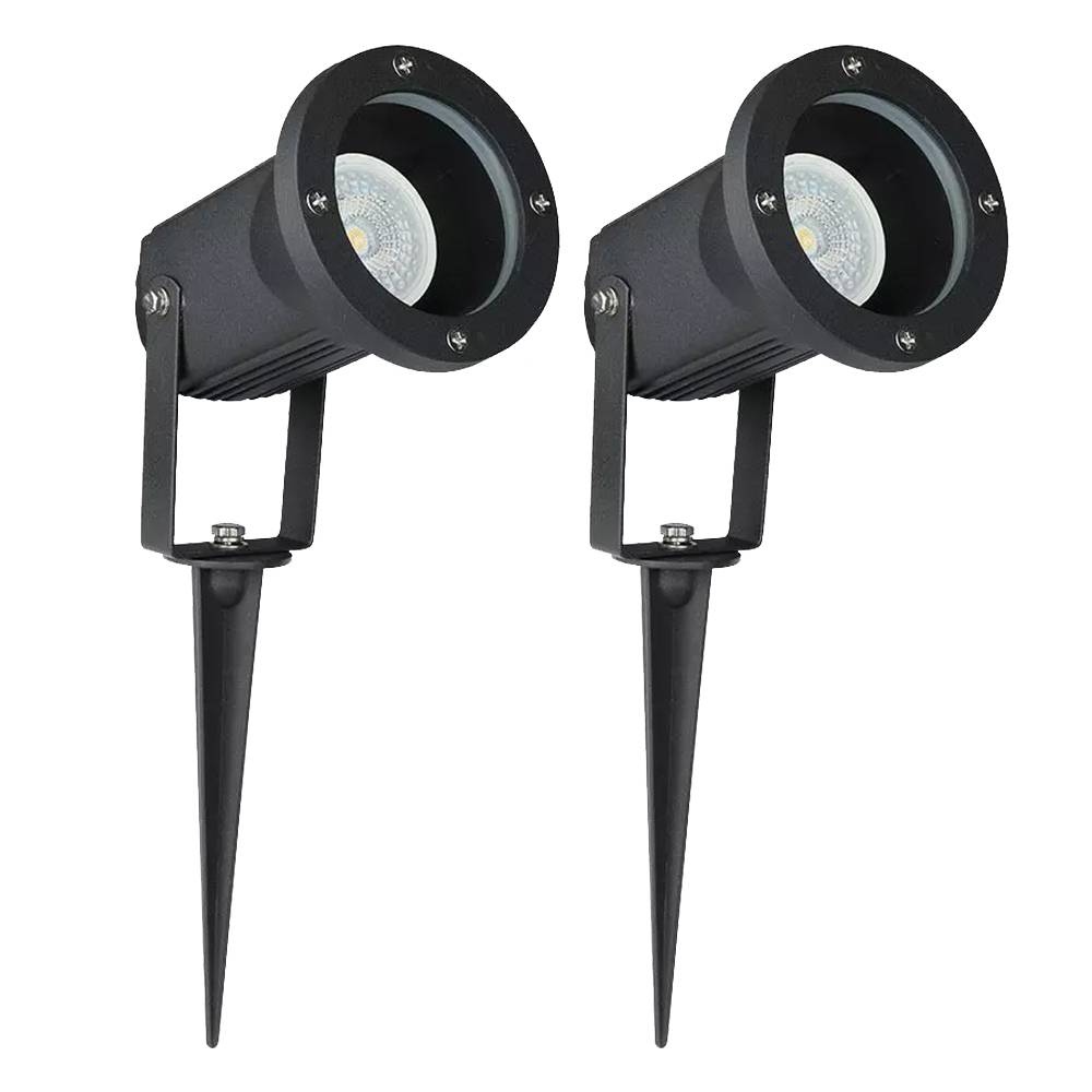 Außen Steckleuchte schwenkbar Außenleuchte Erdspieß Garten Stecklampe Aussen Terrasse, Aluminium Glas schwarz, 1x LED 5W 400Lm warmweiß, DxH 9,5x3