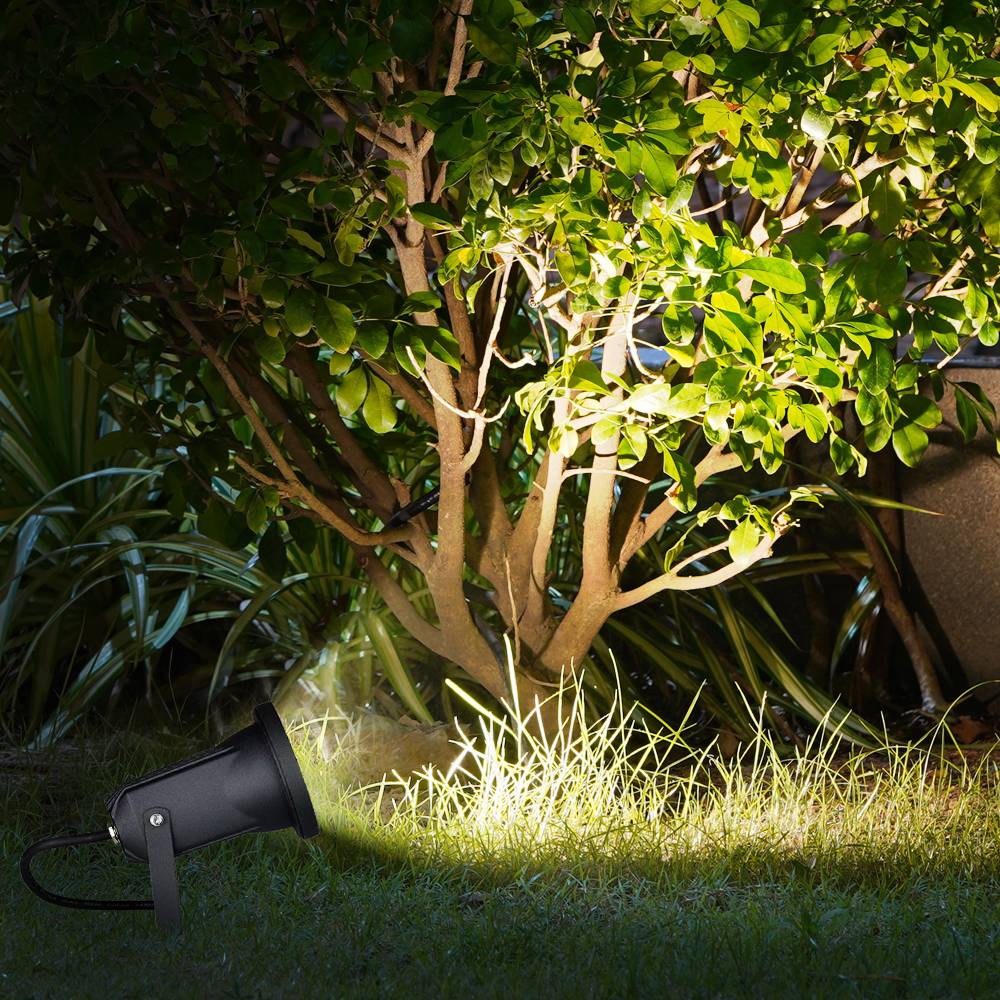 Außen Steckleuchte schwenkbar Außenleuchte Erdspieß Garten Stecklampe Aussen Terrasse, Aluminium Glas schwarz, 1x LED 5W 400Lm warmweiß, DxH 9,5x3