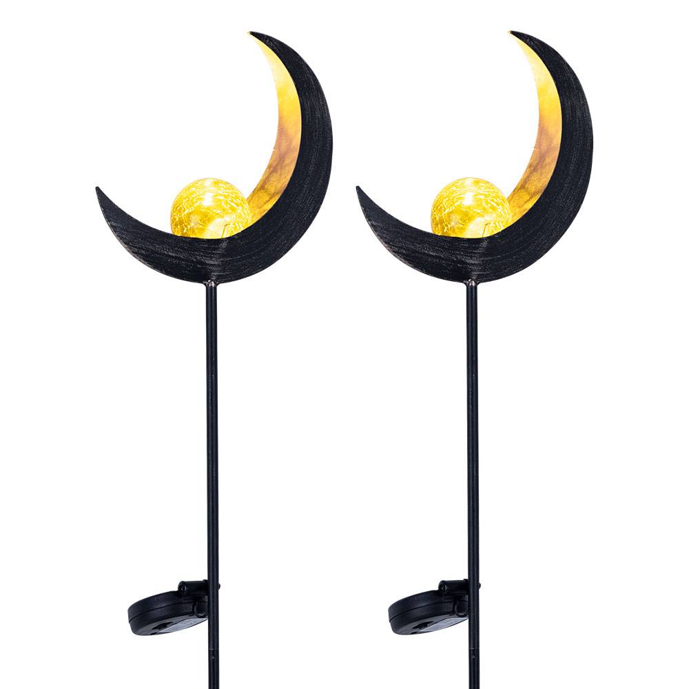 Stecklampe Erdspieß Steckleuchte Garten Hof, Glas bronzefarben, Metall, LED, wetterfest, LxBxH 18x6x90 cm, 2er Set