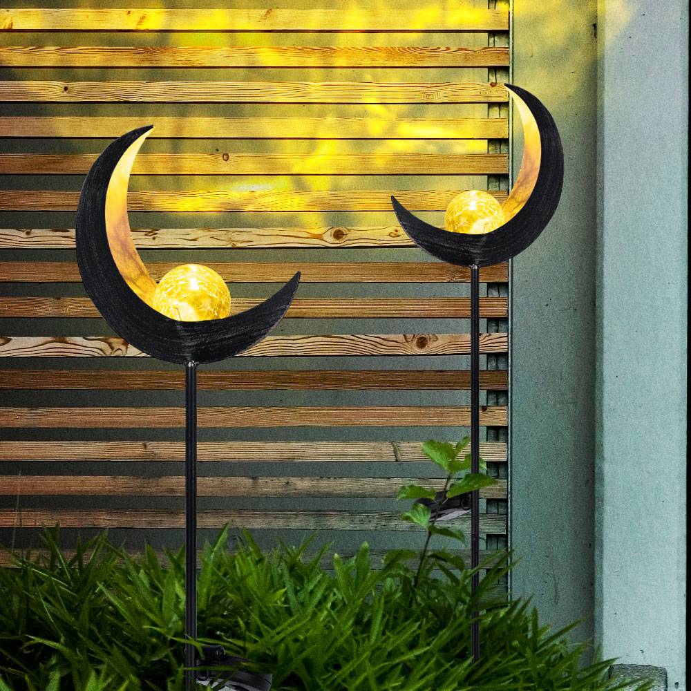 Stecklampe Erdspieß Steckleuchte Garten Hof, Glas bronzefarben, Metall, LED, wetterfest, LxBxH 18x6x90 cm, 2er Set