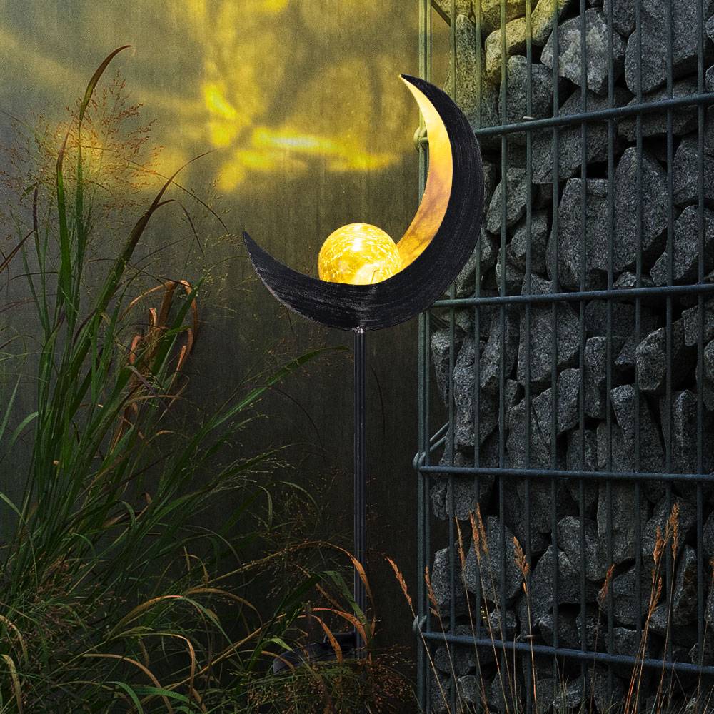 Stecklampe Erdspieß Steckleuchte Garten Hof, Glas bronzefarben, Metall, LED, wetterfest, LxBxH 18x6x90 cm, 2er Set