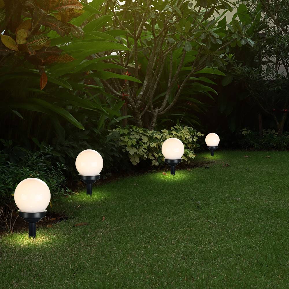 3er Set LED Außen Solar Lampen Kugel Design Erd Spieß Steck Leuchten Garten Weg Beleuchtung