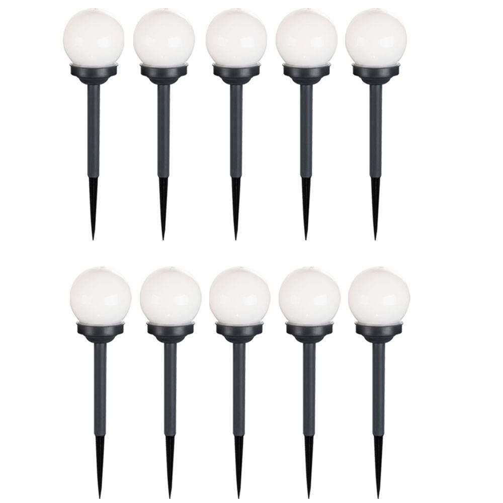 10er Set LED Außen Solar Lampen Kugel Design Erd Spieß Steck Leuchten Garten Weg Beleuchtung