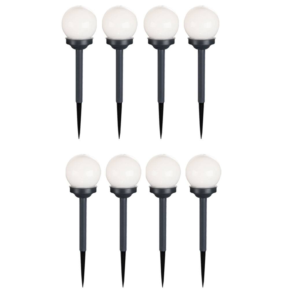 8er Set LED Außen Solar Lampen Kugel Design Erd Spieß Steck Leuchten Garten Weg Beleuchtung