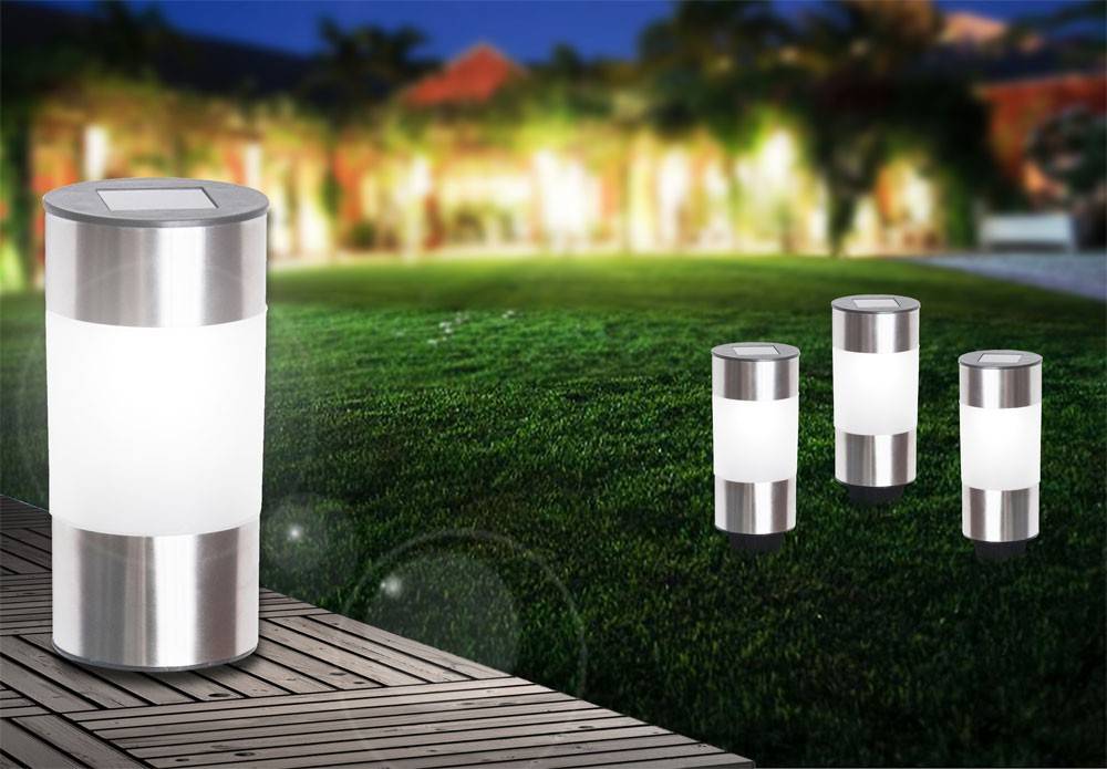 6er Set LED Solar Kugel Steck Lampen Garten Terrassen Beleuchtung Erdspieß Leuchten Edelstahl