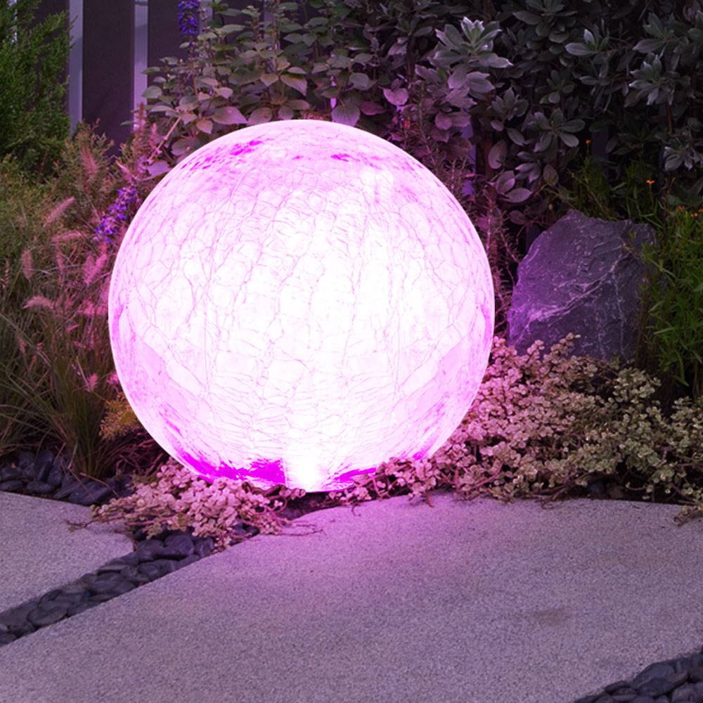RGB LED Solar Leuchte Steck Lampe Beleuchtung Glas Kugel Außen Strahler Farbwechsel