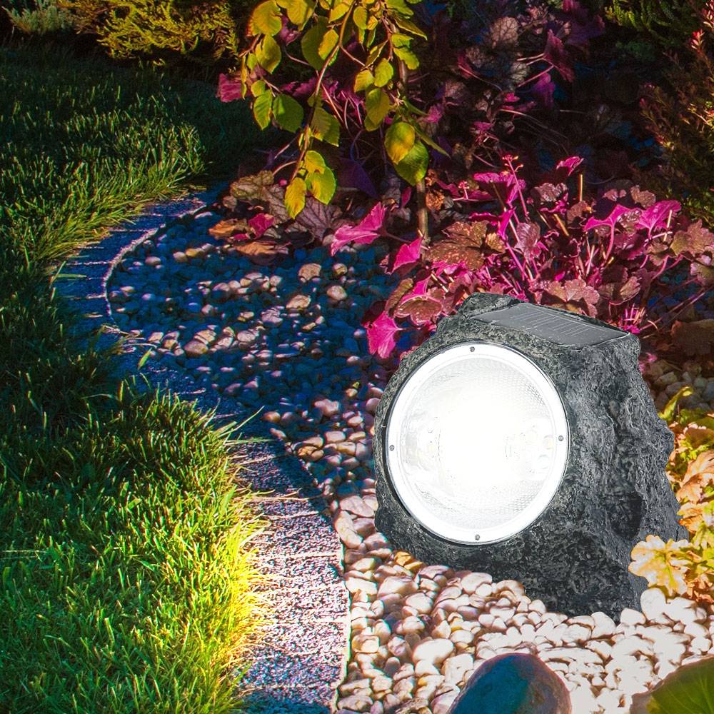 4er Set LED Solar Lampen Kugel Steck Leuchten Garten Weg Stein Design Deko Strahler Terrasse