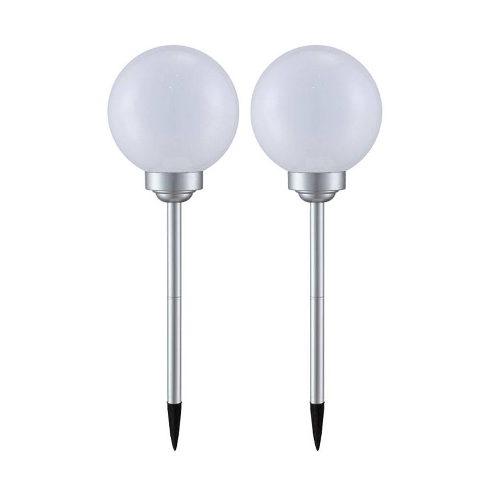 2x LED Solar Außen Steck Kugel 20cm Leuchten Garten Rasen Wiese Blumenbeet Beleuchtung Erdspieß Lampen