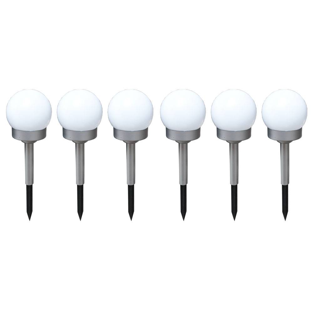Solarleuchte Kugel Garten Kugelleuchte Solar LED Gartendeko Solarkugel für Außen 10 cm, mit Erdspieß, 1x LED 0,06 Watt weiß, DxH 10x34 cm, 6er Set