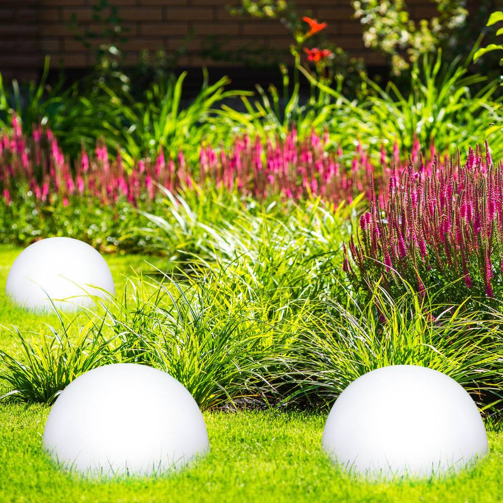 Solarleuchte Halbkugel Kugelleuchte Solar Außen Gartendeko Halbkugel, weiß, LED Leuchtmittel, D 20 cm, 4er Set
