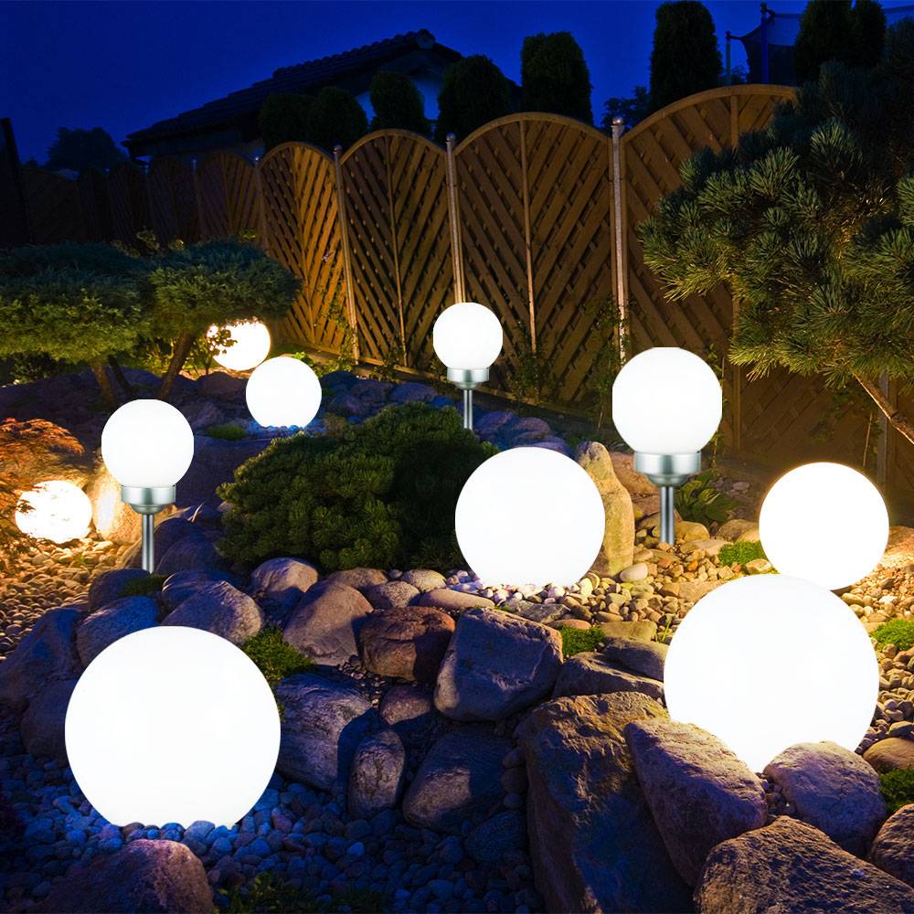 Solarleuchte Kugel Garten Kugelleuchte Solar LED Gartendeko Solarkugel für Außen 15 cm, mit Erdspieß und Balkonhalter, Leuchtdauer ca. 6-8 Stunden
