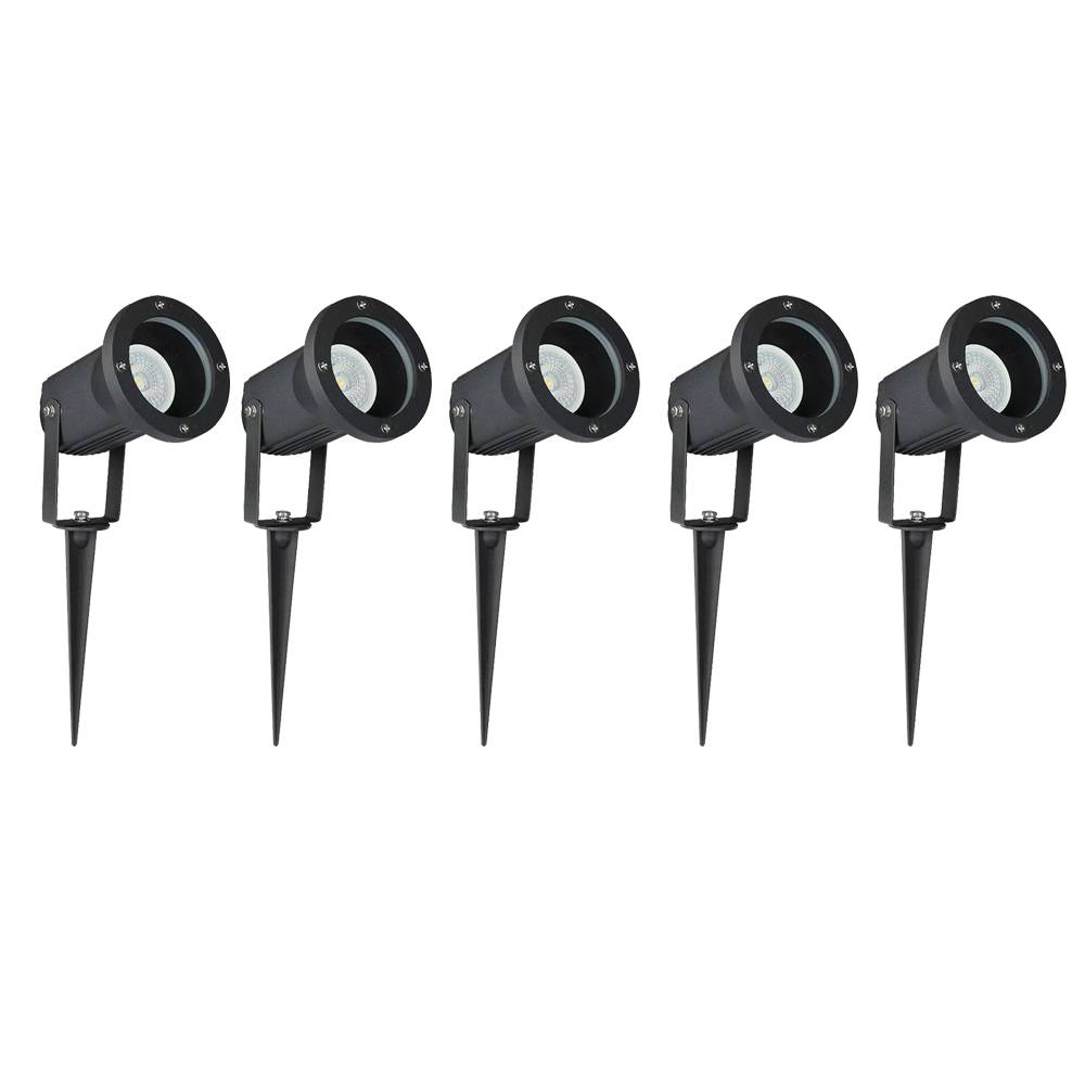 Außen Steckleuchte schwenkbar Außenleuchte Erdspieß Garten Stecklampe Aussen Terrasse, Aluminium Glas schwarz, 1x LED 5W 400Lm warmweiß, DxH 9,5x3
