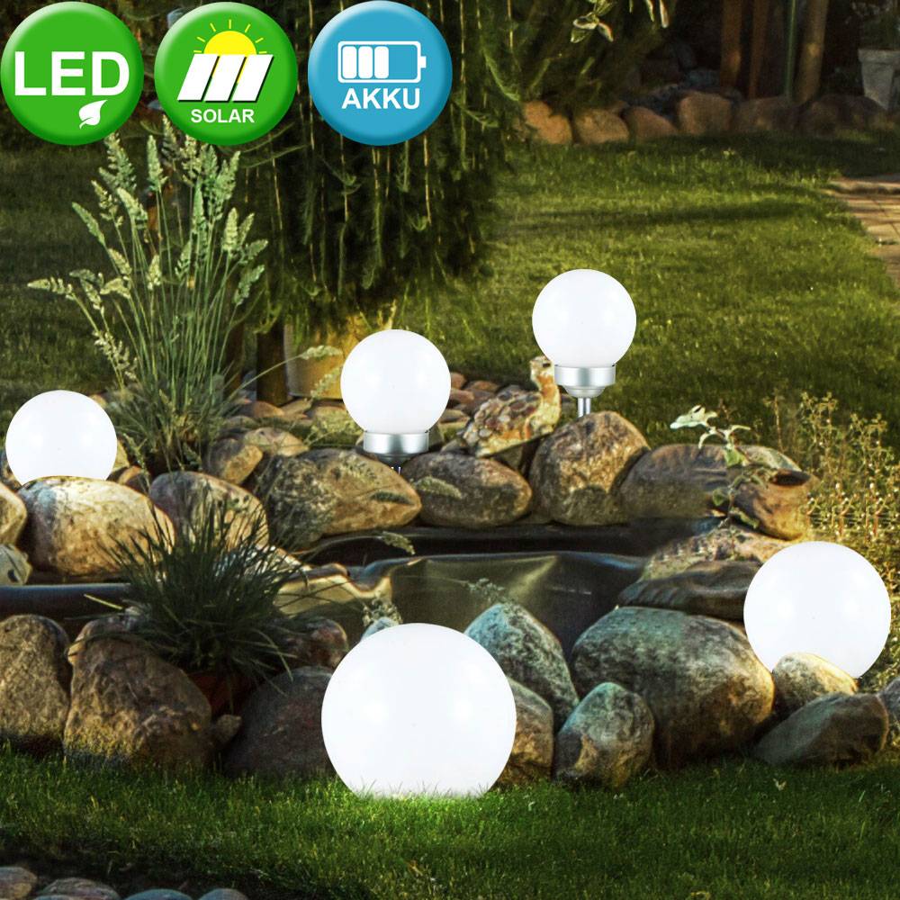 Solarleuchte Kugel Garten Kugelleuchte Solar LED Gartendeko Solarkugel für Außen 15 cm, mit Erdspieß und Balkonhalter, Leuchtdauer ca. 6-8 Stunden
