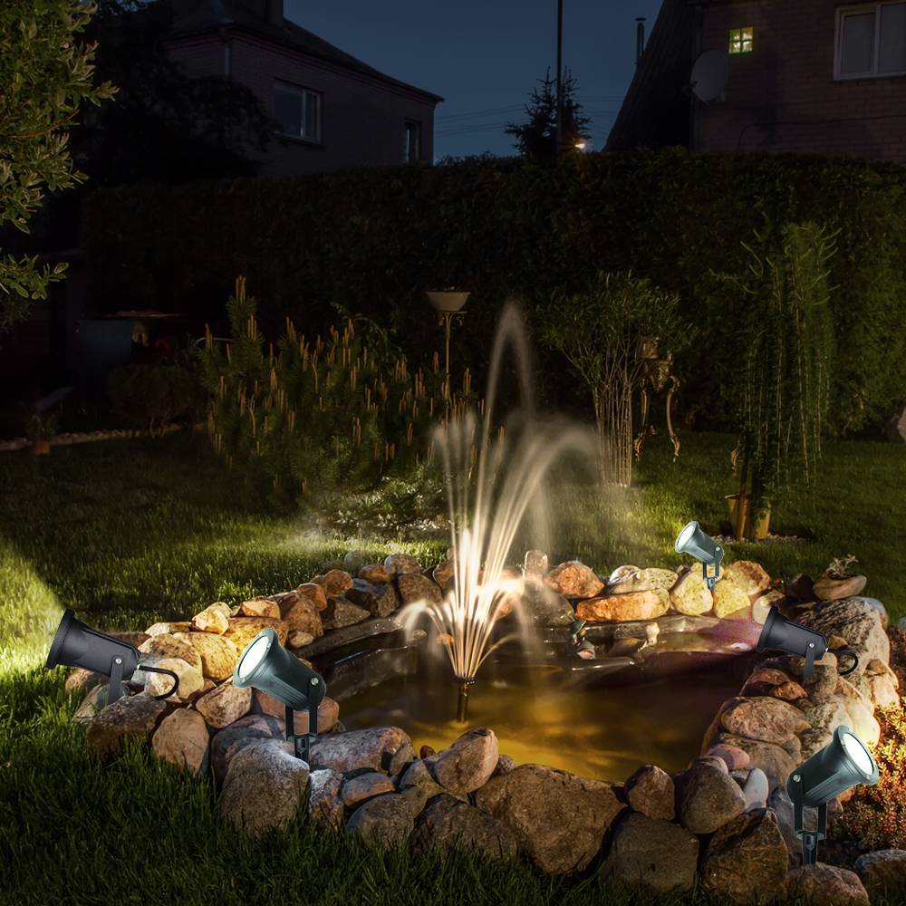 Außen Steckleuchte schwenkbar Außenleuchte Erdspieß Garten Stecklampe Aussen Terrasse, Aluminium Glas schwarz, 1x LED 5W 400Lm warmweiß, DxH 9,5x3