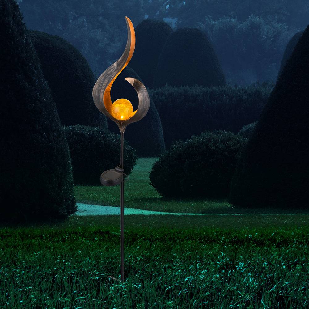 3er Set Design LED Solar Leuchten Außen Beleuchtung Dekoration Steck Lampen Flamme Design