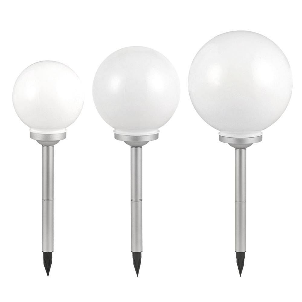 3er Set LED Solarlampen Kugellampen weiß Gartenleuchte Außen Wege Beleuchtung Terrassen Erdspieß Außenlampen Steckleuchten