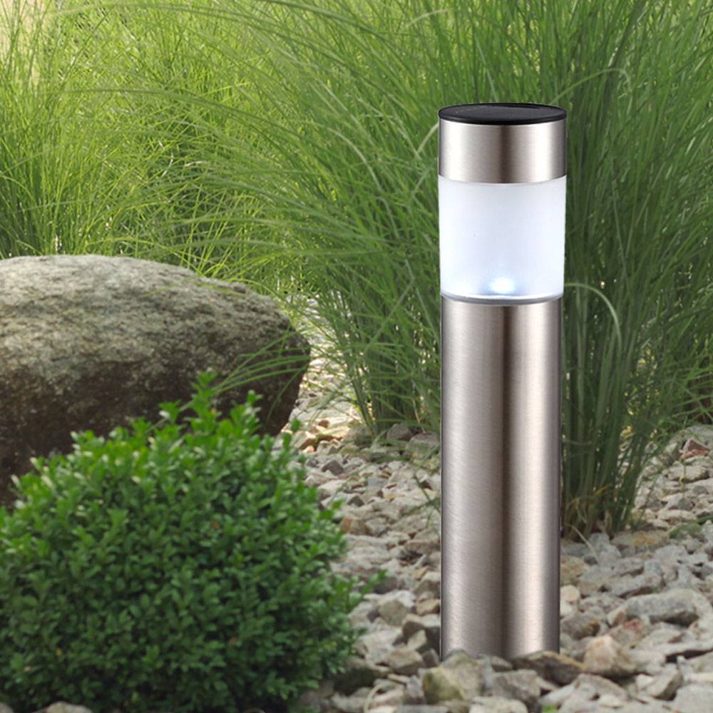 7er Set LED Solar Lampen Kugel Steck Strahler Garten Weg Erdspieß Edelstahl Säulen Außen Leuchten