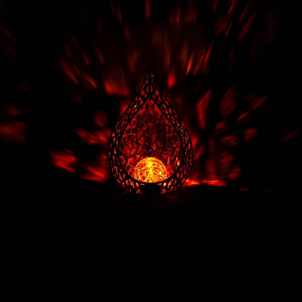 2er Set LED Solar Außen Lampe Flammen Optik Glas Kugel Steck Strahler gold Garten Erdspieß Lampen