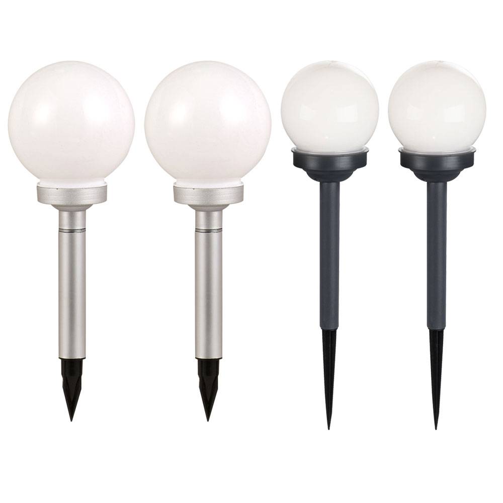 4x LED Solar Kugel Leuchten Garten Weg Beet Beleuchtung Außen Erdspieß Steck Lampen weiß