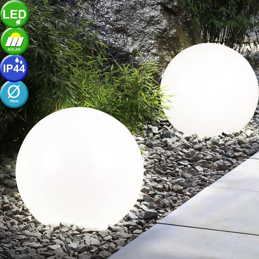 4x LED Solar Kugel Leuchten Garten Weg Beet Beleuchtung Außen Erdspieß Steck Lampen weiß