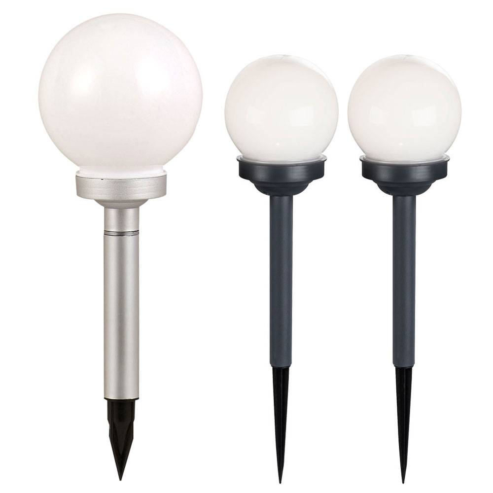 3er Set LED Solar Kugel Lampen Terrassen Steck Strahler Garten Außen Beleuchtung Erdspieß Leuchten