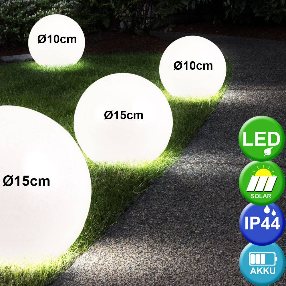 4er Set LED Solar Außen Leuchten Garten Beleuchtung Kugel Lampen Terrassen Weg Licht Strahler