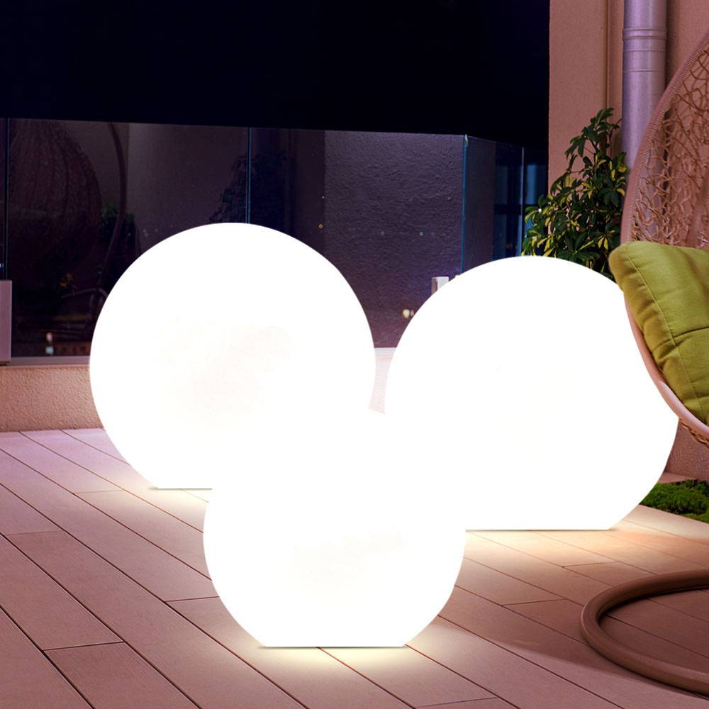 3er Set LED Solar Außen Leuchten Balkon Beleuchtung Garten Deko Steck Lampen Kugeln weiß 15 und 25 cm