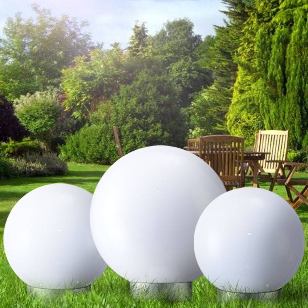 3er Set LED Solar Außen Leuchten Balkon Beleuchtung Garten Deko Steck Lampen Kugeln weiß 15 und 25 cm