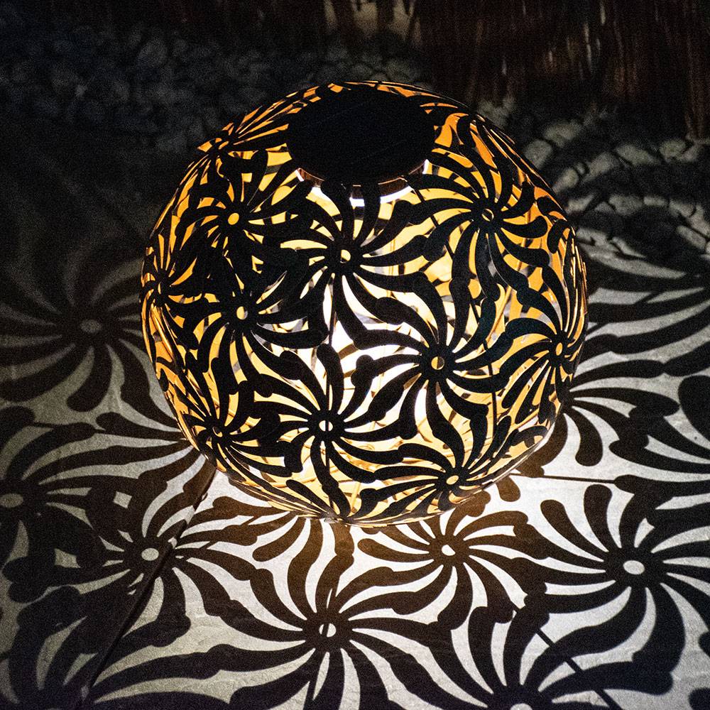 LED Solar Steck Leuchte Kugel Strahler antik gold Garten Deko Außen Lampe Erdspieß