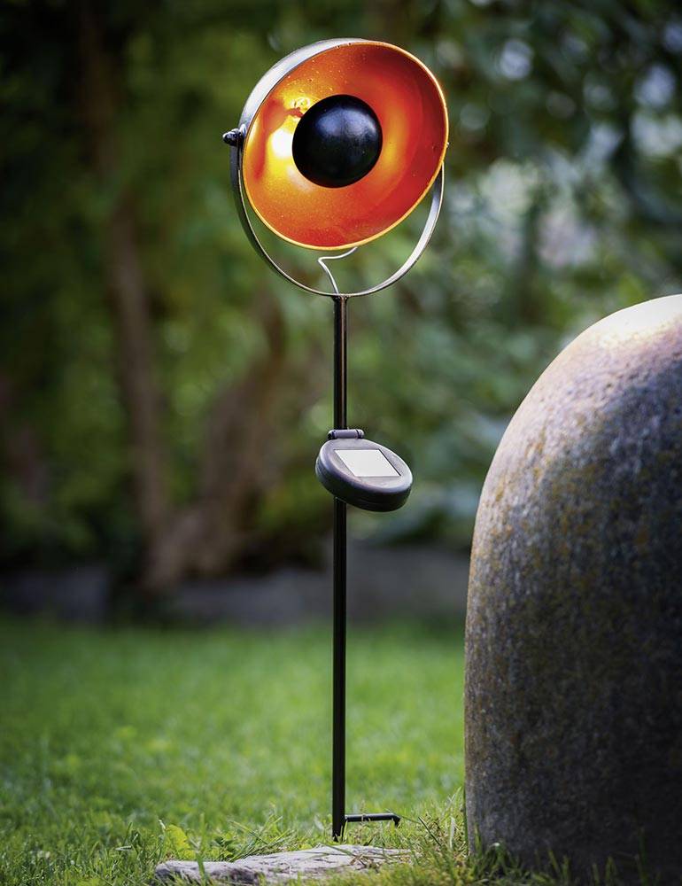 2er Set LED Solar Steck Leuchten Garten Weg Deko Erdspieß Außen Strahler Lampen orange schwarz