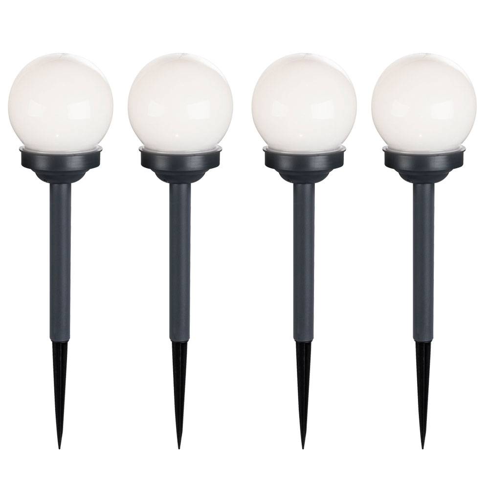 LED Außen Kugelleuchten Solarleuchte Steckleuchte Erdspieß Gartendeko Wegleuchte, IP44, 4er Set