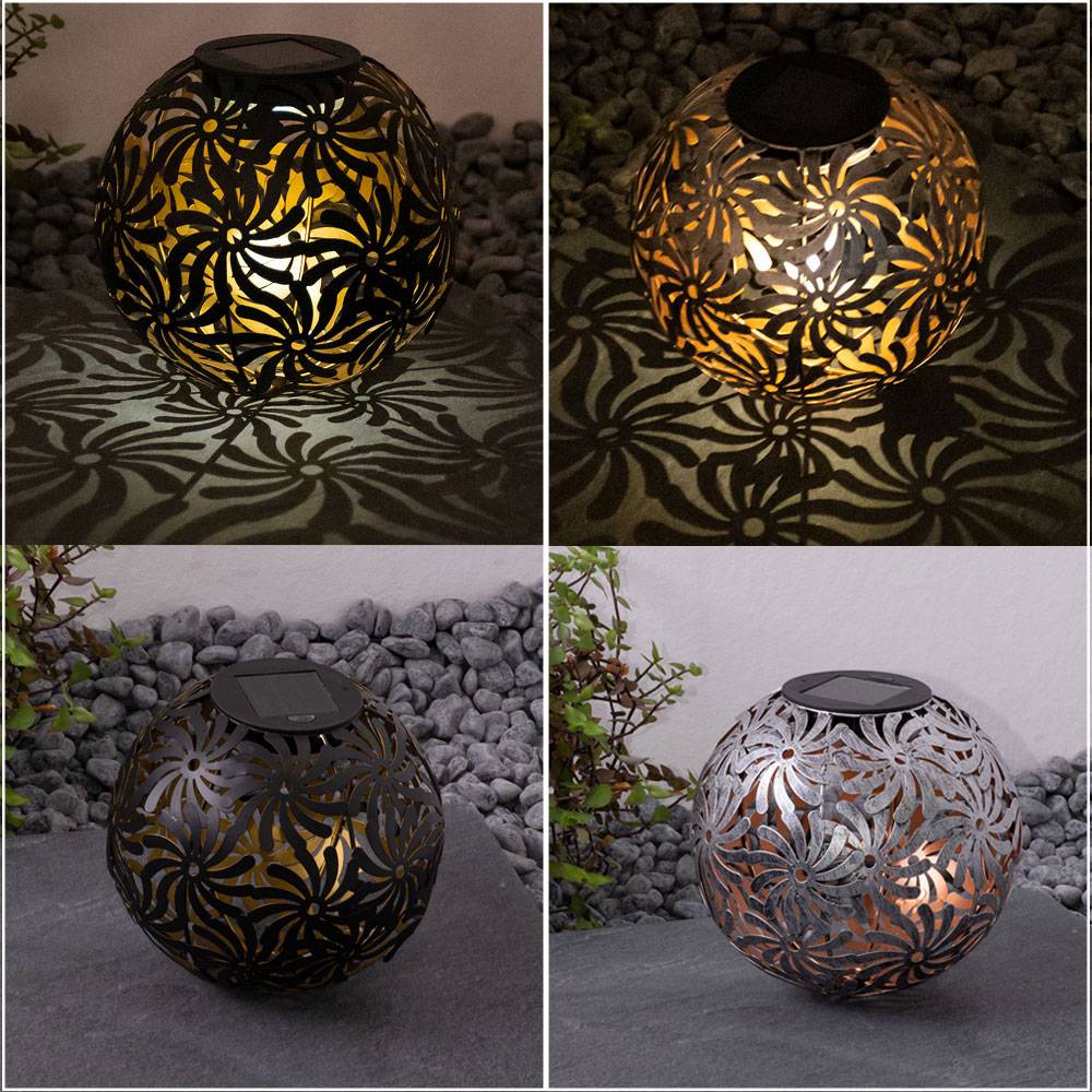 2x LED Solar Kugel Steck Lampen silber Garten Deko Erdspieß Lampen SCHWARZ GOLD