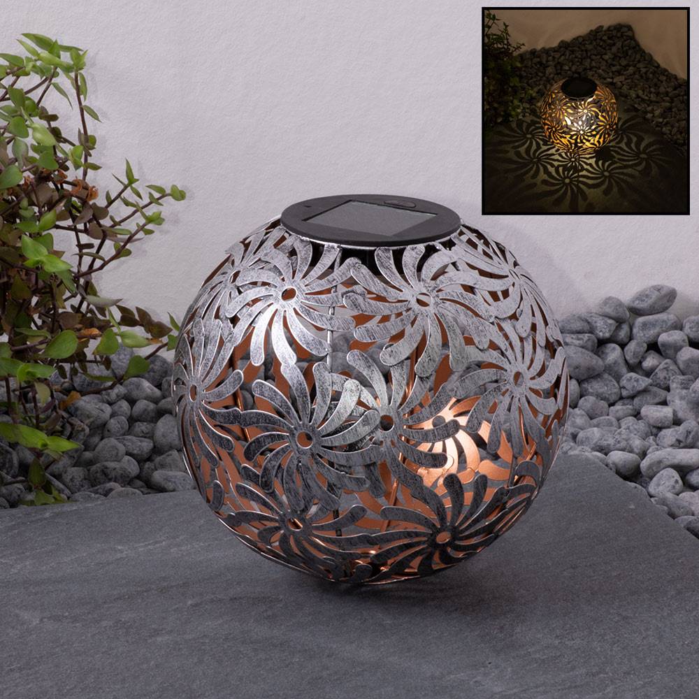 2x LED Solar Kugel Steck Lampen silber Garten Deko Erdspieß Lampen SCHWARZ GOLD