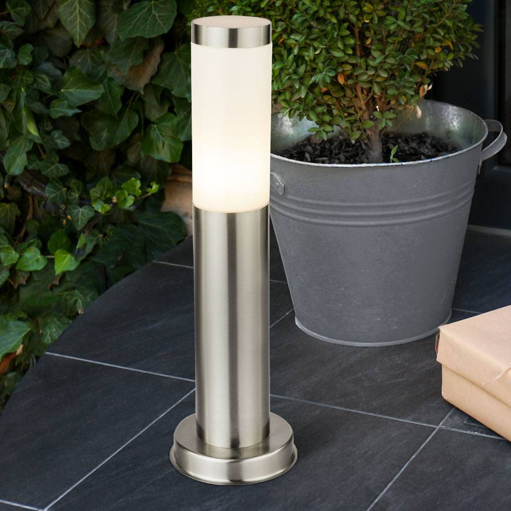 Außen Stand Leuchte silber Garten Erdspieß Steck Strahler Garten Lampe im Set inkl. LED Leuchtmittel