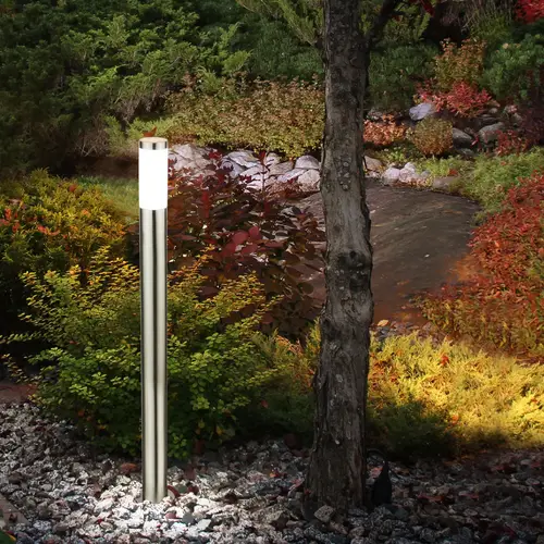 Außenleuchte Stehleuchte Gartenlampe Säulenleuchte Eingangsbeleuchtung Garten, IP44 Edelstahl silber opal, 1x E27 Fassung, DxH 12,7x110 cm Außenleuchte Stehleuchte Gartenlampe Säulenleuchte Eingangsbeleuchtung Garten, IP44 Edelstahl silber opal, 1x E27 Fassung, DxH 12,7x110 cm