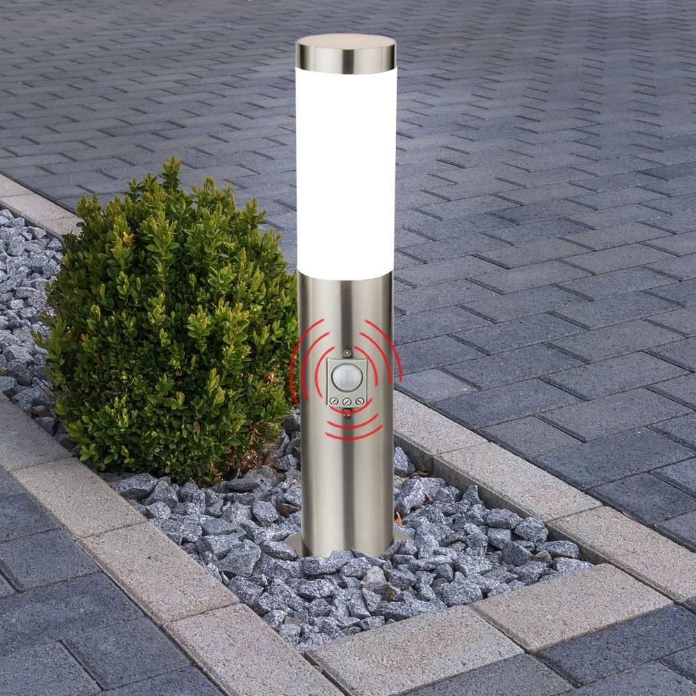 Stehlampe Gartenleuchte Edelstahl LED Wegeleuchte Außenleuchte mit Bewegungsmelder, silber, 4W 320lm warmweiß, DxH 12,7x45 cm