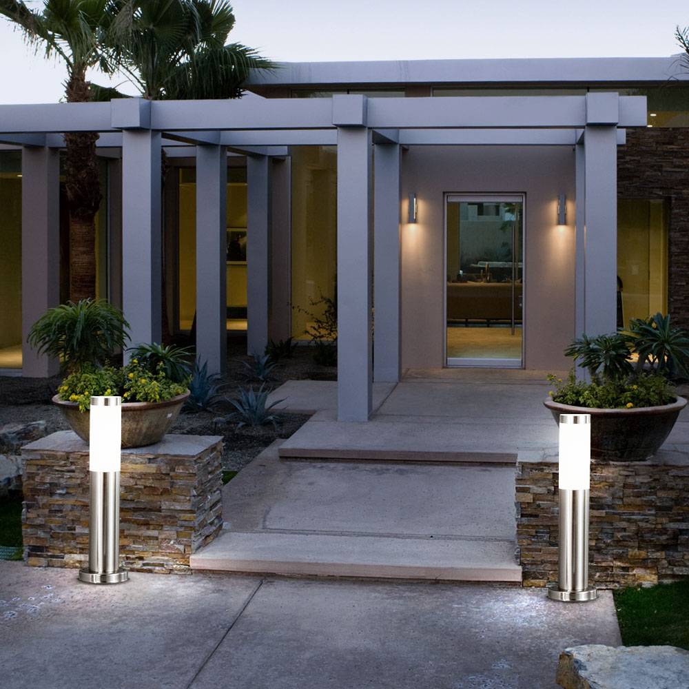 2er Set Standleuchte Weglampe Außenleuchte Terrassenleuchte Edelstahl Laterne IP44 Gartenleuchte