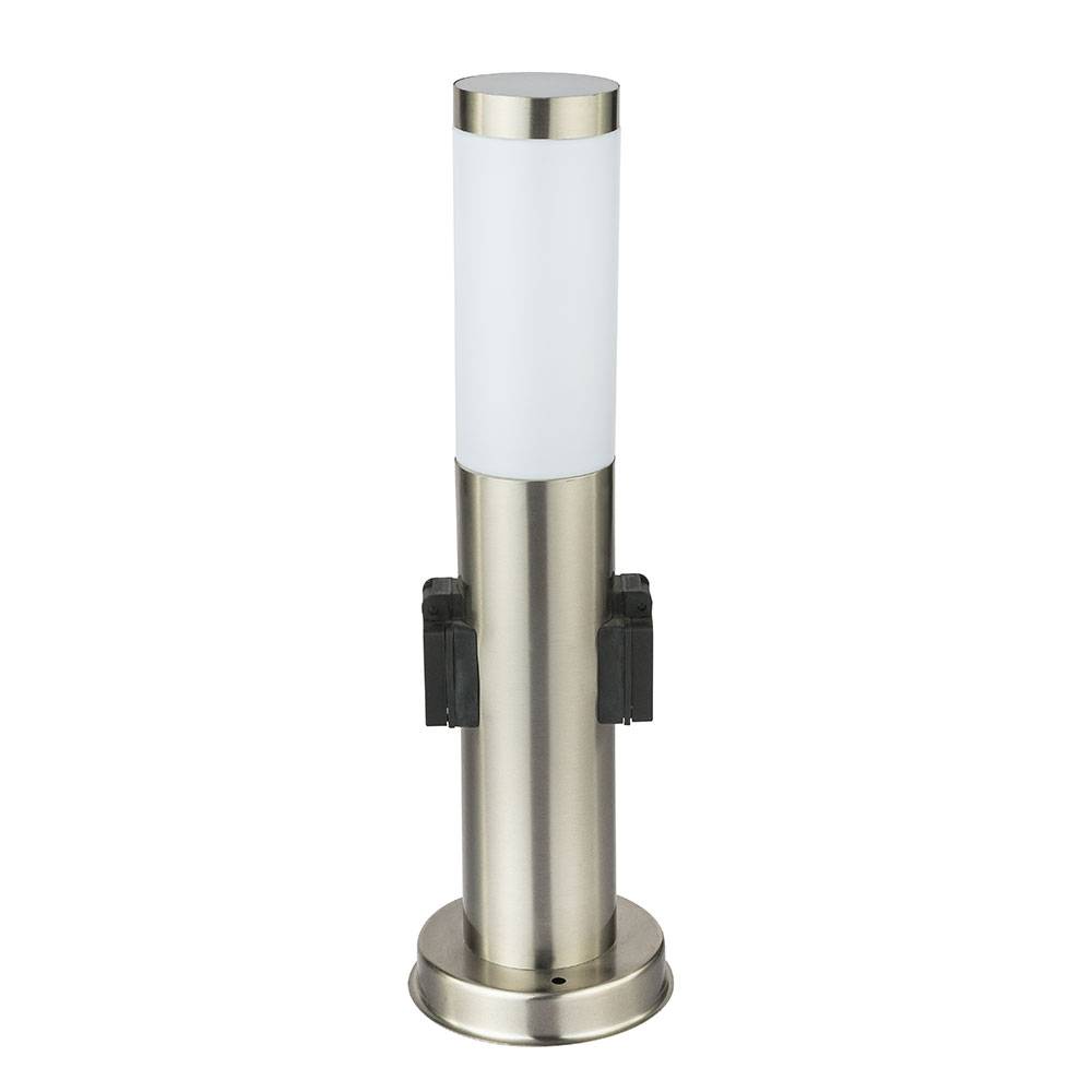 7 Watt LED Edelstahl Stand Leuchte Garten IP44 2x Steckdosen Stromverteilung