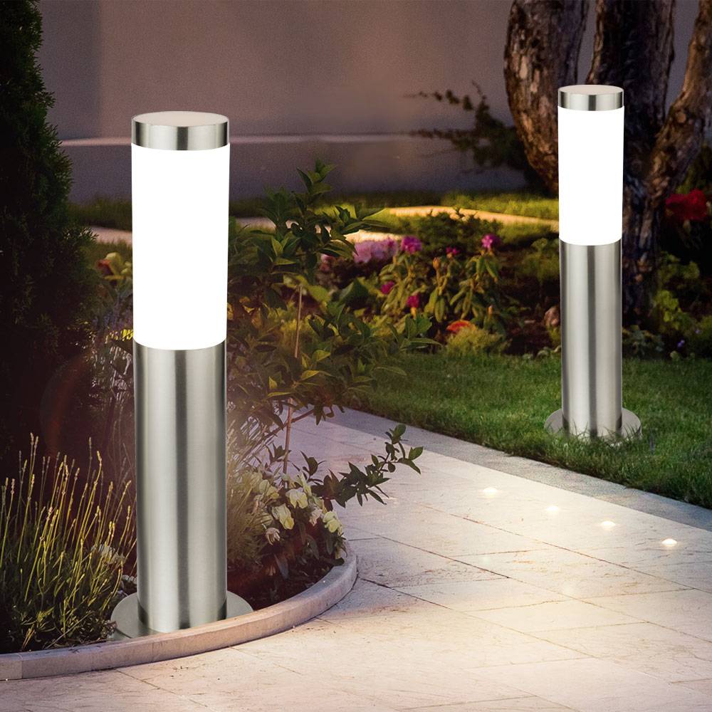 2er Set LED Außen Sockel Leuchten Garten Strahler Steh Lampen Terrassen Hof Beleuchtung