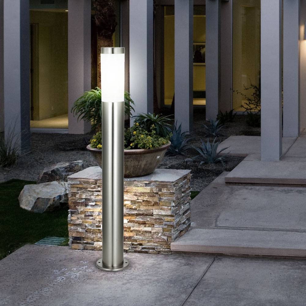 Gartenlampe Außen Stehleuchte LED Wegeleuchte Edelstahl Standleuchte Säule, 1x E27 LED 7 Watt warmweiß, 12,7 x 110 cm