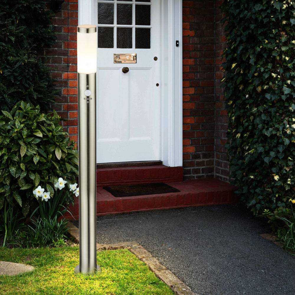 LED 7 Watt Außen Leuchte Edelstahl Steh Lampe IP44 Beleuchtung Bewegungsmelder Licht