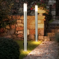 Außenstehleuchte Gartenlampe Wegeleuchte 2x Steckdose Pollerleuchte silber, 1x E27, DxH 13,1 x 110 cm, 2er Set Außenstehleuchte Gartenlampe Wegeleuchte 2x Steckdose Pollerleuchte silber, 1x E27, DxH 13,1 x 110 cm, 2er Set
