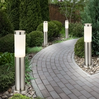 4er Set Außen Steck Steh Lampen silber EDELSTAHL Garten Weg Beleuchtung Erdspieß Sockel Leuchten 4er Set Außen Steck Steh Lampen silber EDELSTAHL Garten Weg Beleuchtung Erdspieß Sockel Leuchten