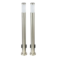 Außenstehleuchte Gartenlampe Wegeleuchte 2x Steckdose Pollerleuchte silber, 1x E27, DxH 13,1 x 110 cm, 2er Set Außenstehleuchte Gartenlampe Wegeleuchte 2x Steckdose Pollerleuchte silber, 1x E27, DxH 13,1 x 110 cm, 2er Set