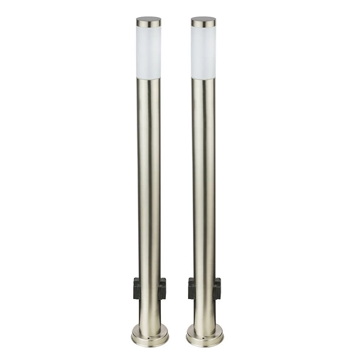 Außenstehleuchte Gartenlampe Wegeleuchte 2x Steckdose Pollerleuchte silber, 1x E27, DxH 13,1 x 110 cm, 2er Set Außenstehleuchte Gartenlampe Wegeleuchte 2x Steckdose Pollerleuchte silber, 1x E27, DxH 13,1 x 110 cm, 2er Set