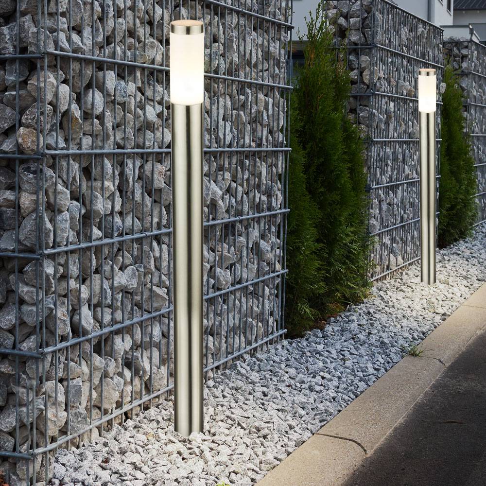 2er Set Außen Standleuchten Edelstahl Stehlampe Garten Wegelampe Außenlampe, 1x E27, Durchmesser x Höhe 12,7x110cm, Garten Außenanlagen