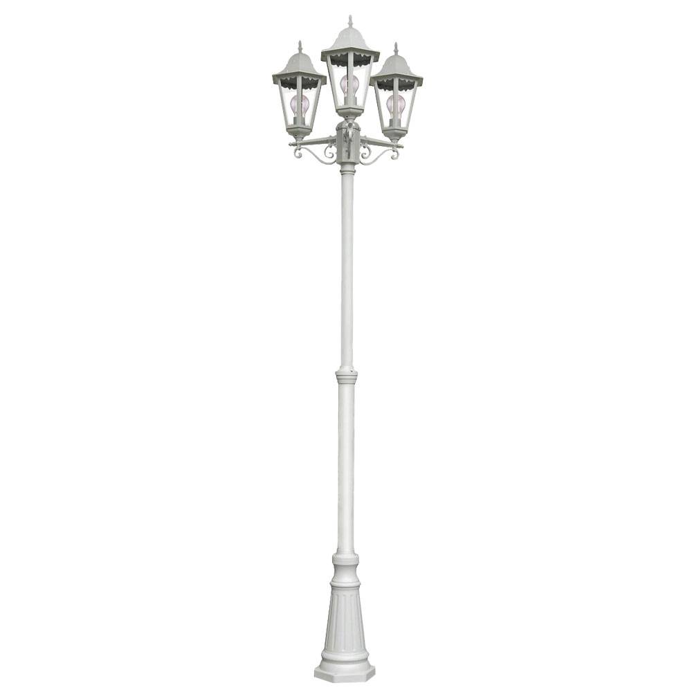 Außen Leuchte Kandelaber Steh Lampe Stand Beleuchtung Garten Laterne weiß im Set inklusive LED Leuchtmittel