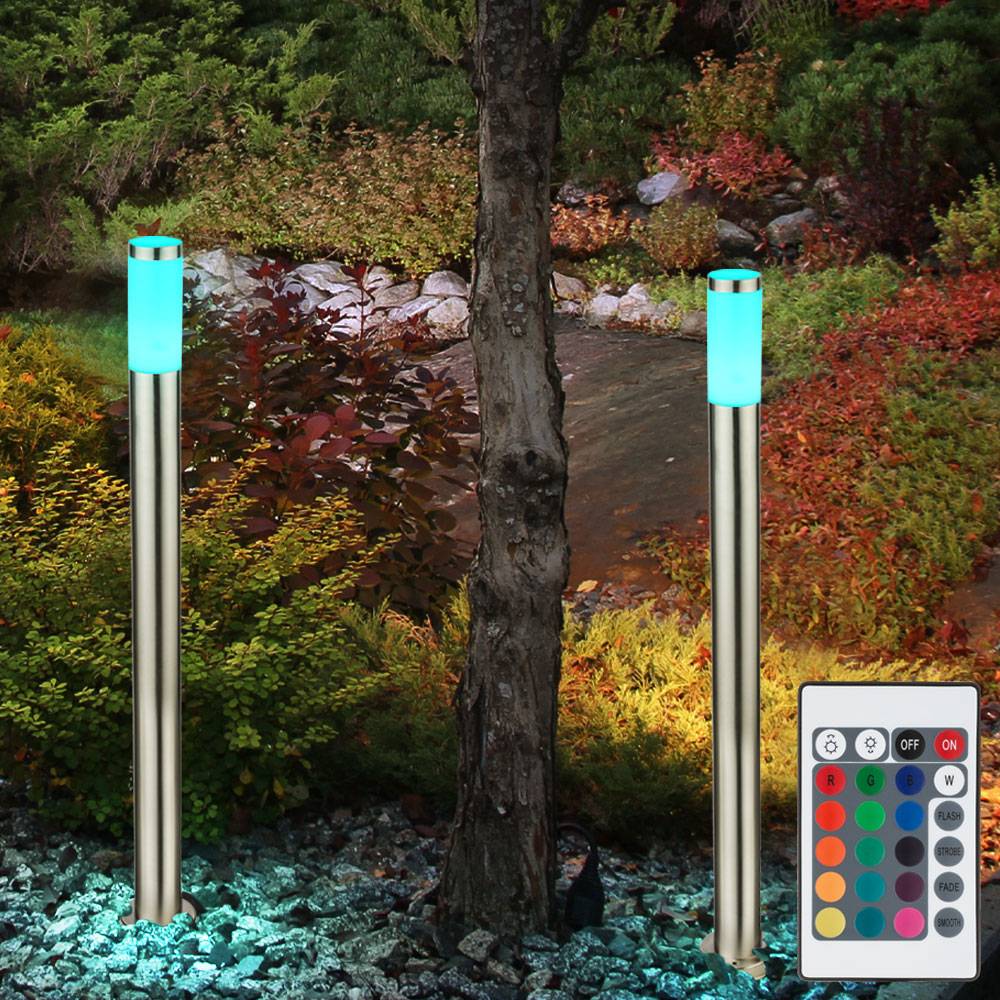 2er Set Außen Stehlampe mit Farbwechsler Gartenlampe RGB LED Wegeleuchte Außenstehlampe, LED warmweiß dimmbar, 12,7x110cm, Garten Außenbereich
